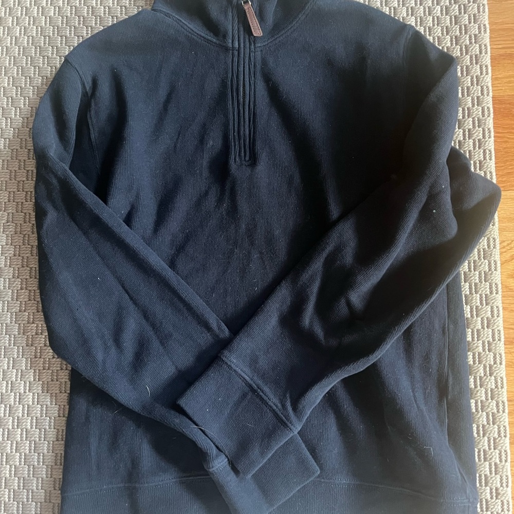 Lands' End Men's Navy Quarter-Zip Sweater -100% Cotton